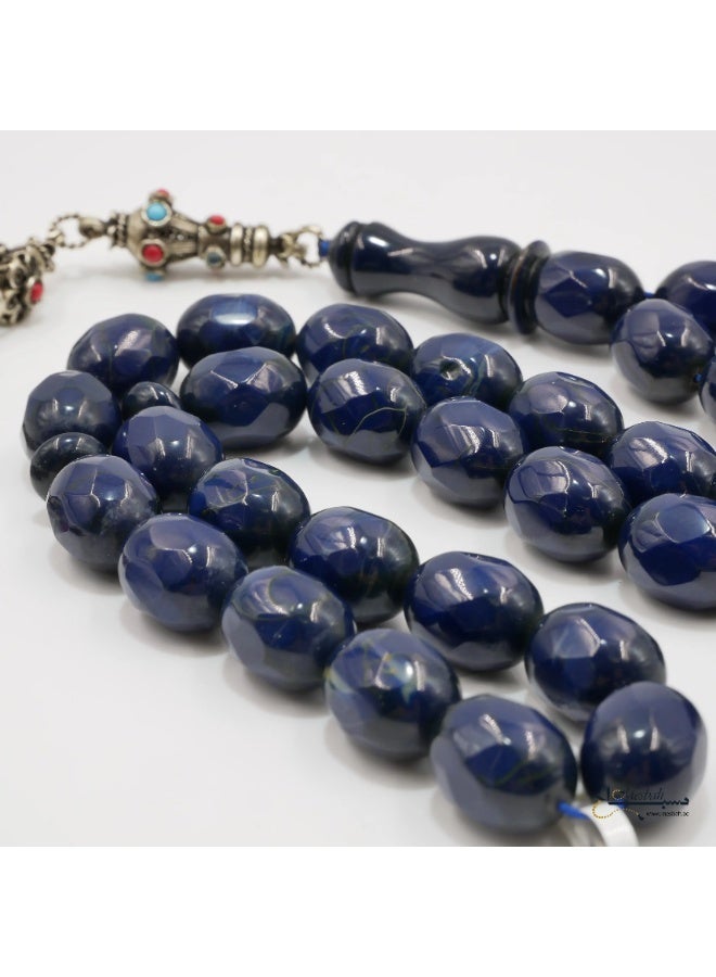 Antique German Muski Bakelite Rosary – 33 Beads (13–17 mm) – Pigeon Egg Cut – Silver Nasal - Image 3